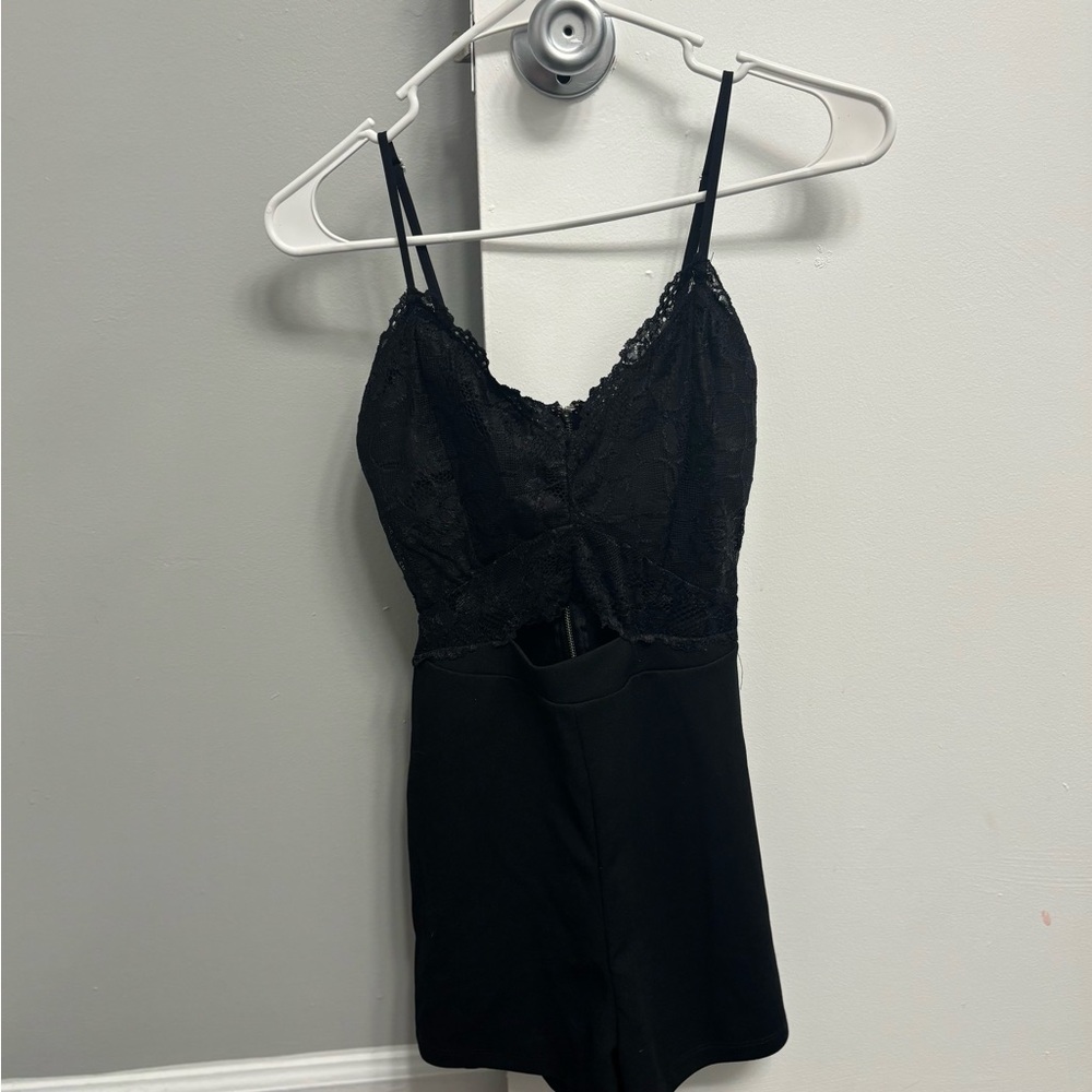 Justify Black Lace Romper